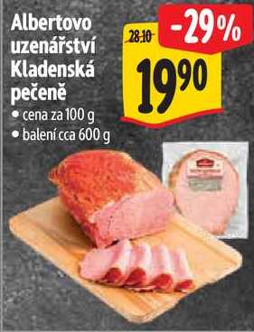 Albertovo uzenářství Kladenská pečeně, cena za 100 g 