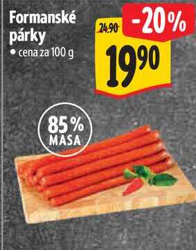 Formanské párky, cena za 100 g