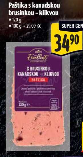 Paštika s kanadskou brusinkou - klikvou, 120 g