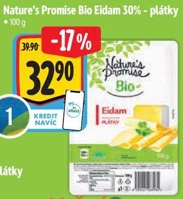 Nature's Promise Bio Eidam 30% - plátky, 100 g