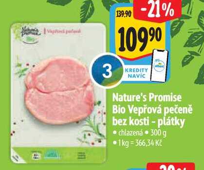Nature's Promise Bio Vepřová pečeně bez kosti - plátky, 300 g