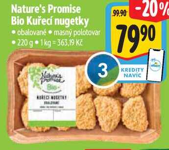 Nature's Promise Bio Kuřecí nugetky, 220 g