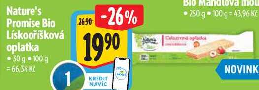 Nature's Promise Bio Lískooříšková oplatka, 30 g 