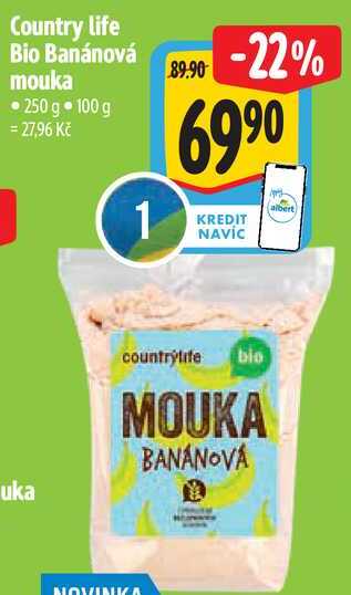 Country life Bio Banánová mouka, 250 g