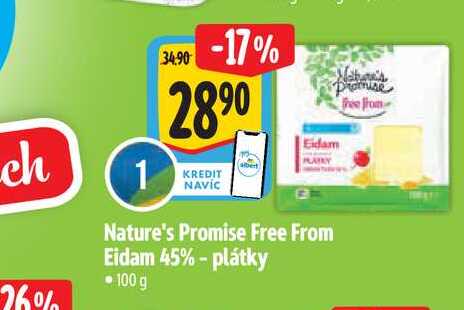  t Nature's Promise Free From Eidam 45% - plátky 100g 