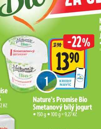  Nature's Promise Bio Smetanový bílý jogurt  150 g 