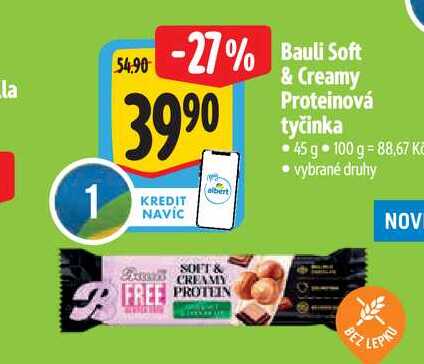   Bauli Soft   & Creamy Proteinová tyčinka 45 g 