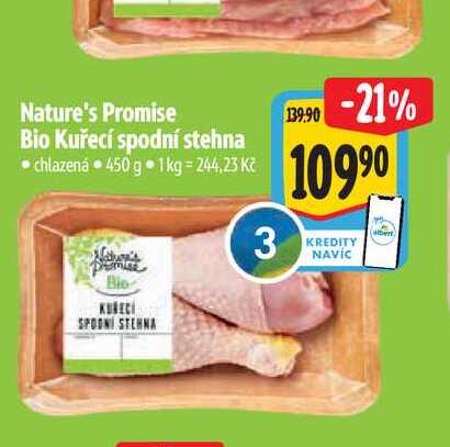 Nature's Promise Bio Kuřecí spodní stehna  450 g 