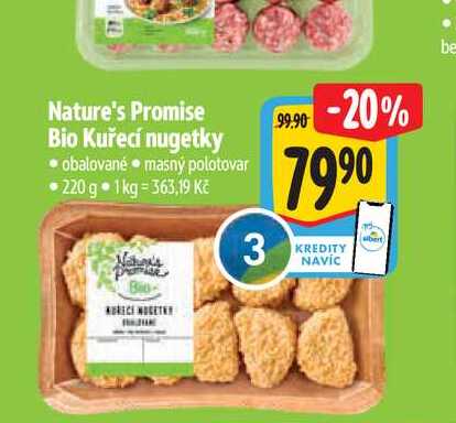 Nature's Promise Bio Kuřecí nugetky  220 g