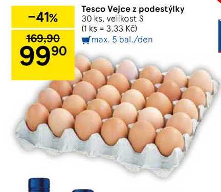 Tesco Vejce z podestýlky, 30 ks. velikost S  