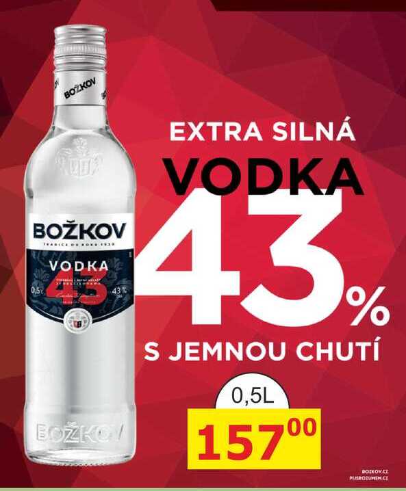 BOŽKOV EXTRA SILNÁ VODKA 43% S JEMNOU CHUTÍ 0,5L 