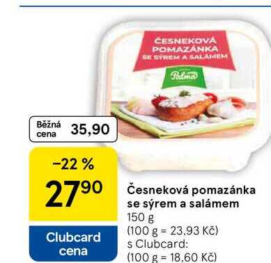 Česneková pomazánka se sýrem a salámem, 150 g 