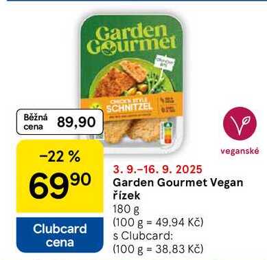 Garden Gourmet Vegan řízek, 180 g 
