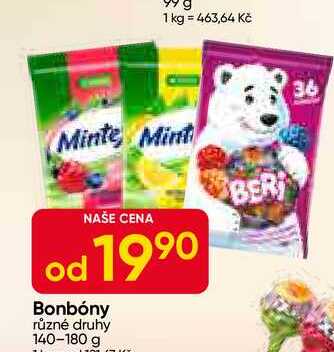 Bonbóny různé druhy 140-180 g 