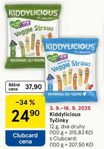 Kiddylicious Tyčinky, 12 g, dva druhy 