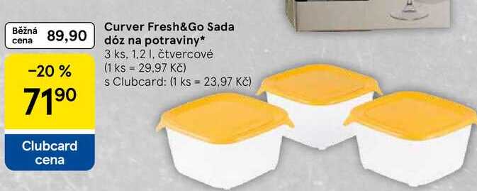 Curver Fresh&Go Sada dóz na potraviny, 3 ks. 1,2 1. čtvercové  