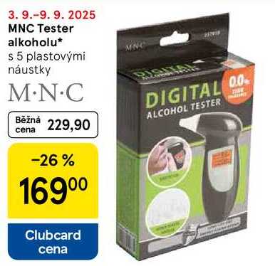 MNC Tester alkoholu, s 5 plastovými náustky 