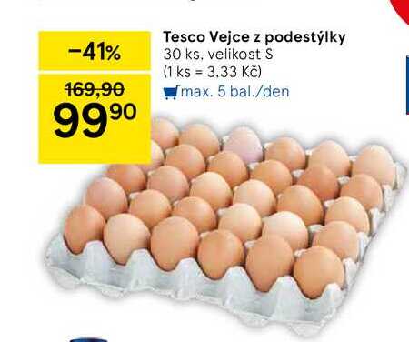 Tesco Vejce z podestýlky, 30 ks, velikost S  