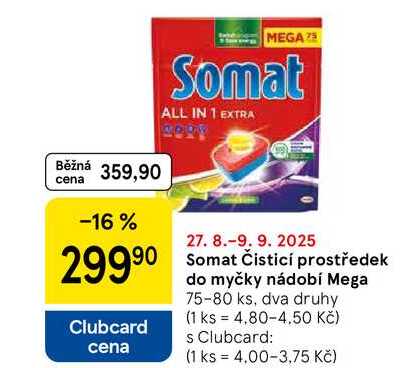 Somat Čisticí prostředek do myčky nádobí Mega, 75-80 ks, dva druhy  