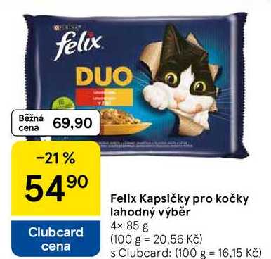 Felix Kapsičky pro kočky lahodný výběr, 4× 85 g 