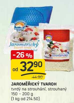 JAROMĚŘICKÝ TVAROH tvrdý na strouhání, strouhaný 150 - 200 g