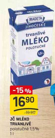 JČ MLÉKO TRVANLIVÉ polotučné 1,5% 1l