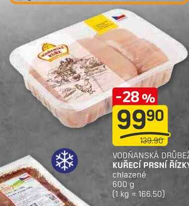 KUŘECÍ PRSNÍ ŘÍZKY chlazené 600 g 