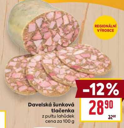 Davelská šunková tlačenka z pultu lahůdek cena za 100g
