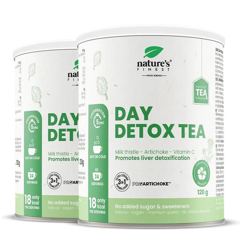 Day Detox Tea 1+1 | Energetický čisticí čaj | Čaj proti stresu | Ekologický | Veganský | Čaj z ostropestřce mariánského | Podpora imunity