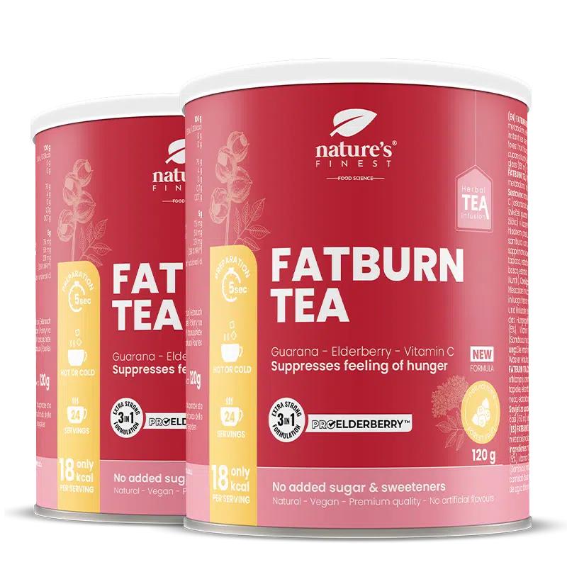 Fat Burn Slimming Tea 1+1 | Podpora metabolismu | Čaj z ostropestřce | Čaj z máty lékařské | Čaj na hubnutí | ProElberberry™ | Bio | Veganský