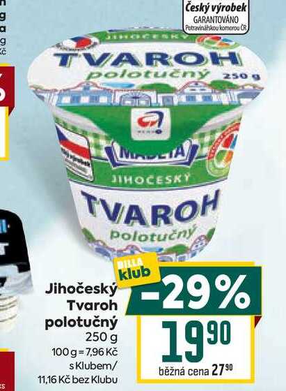 Jihočeský Tvaroh polotučný 250 g 