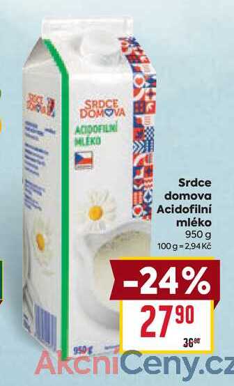 Srdce domova Acidofilní mléko 950 g 