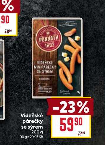 Vídeňské párečky se sýrem 200 g  