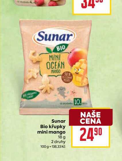 Sunar Bio křupky mini mango 18 g 