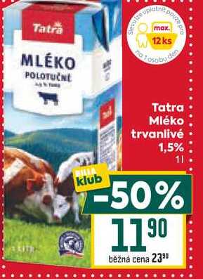 Tatra Mléko trvanlivé 1,5% 1l