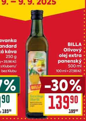 BILLA Olivový olej extra panenský 500 ml 
