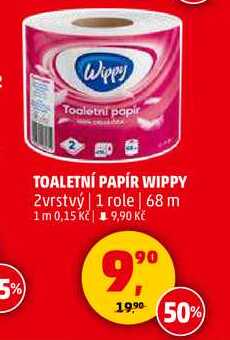 TOALETNÍ PAPÍR WIPPY 2vrstvý, 1 role 68 m  