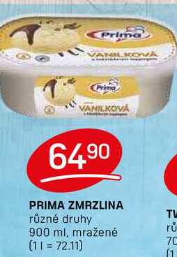 PRIMA ZMRZLINA různé druhy 900 ml, mražené 