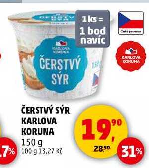 ČERSTVÝ SÝR KARLOVA KORUNA, 150 g 