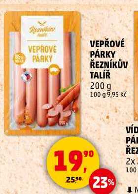 VEPŘOVÉ PÁRKY ŘEZNÍKŮV TALÍŘ, 200 g