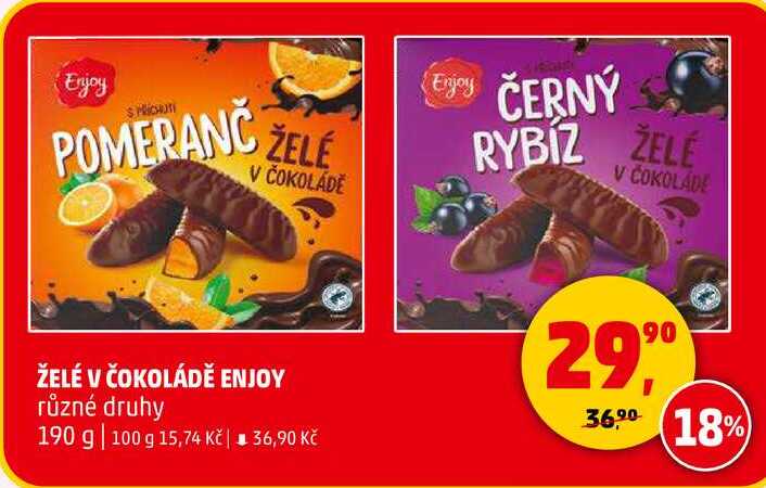 ŽELÉ V ČOKOLÁDĚ ENJOY různé druhy, 190 g  