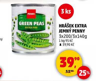 HRÁŠEK EXTRA JEMNÝ PENNY, 3x200/3x140g  