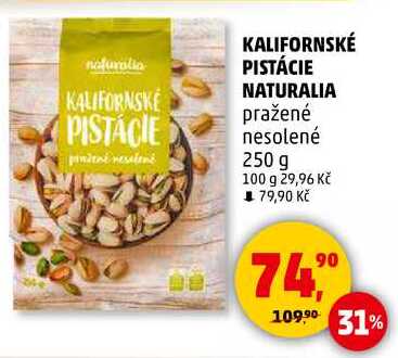 KALIFORNSKÉ PISTÁCIE NATURALIA pražené nesolené, 250 g  