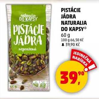 PISTÁCIE JÁDRA NATURALIA DO KAPSY, 60 g 