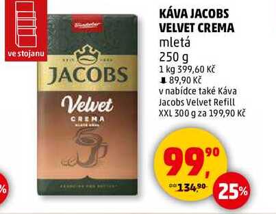 KÁVA JACOBS VELVET CREMA mletá, 250 g 