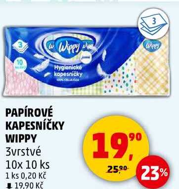 PAPÍROVÉ KAPESNÍČKY WIPPY, 3vrstvé, 10x 10 ks 