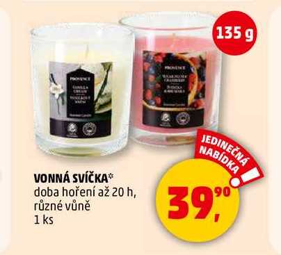 VONNÁ SVÍČKA doba hoření až 20 h, různé vůně, 1 ks  