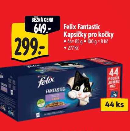  Felix Fantastic Kapsičky pro kočky  44× 85 g  