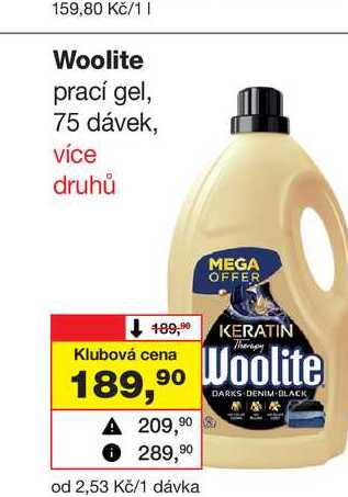Woolite prací gel, 75 dávek