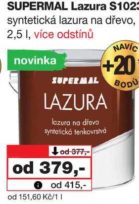 SUPERMAL Lazura S1023 syntetická lazura na dřevo, 2,5l